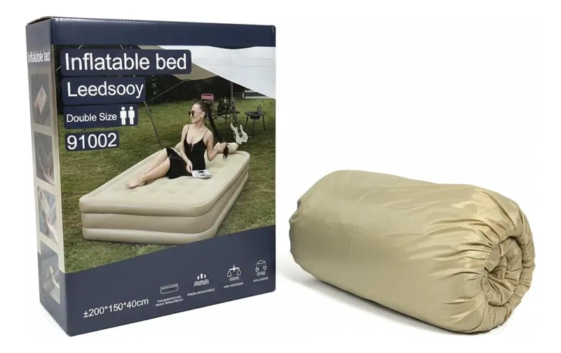 COLCHON INFLABLE PARA DOS PERSONAS RESISTENTE PARA CAMPING Y HOGAR - 4