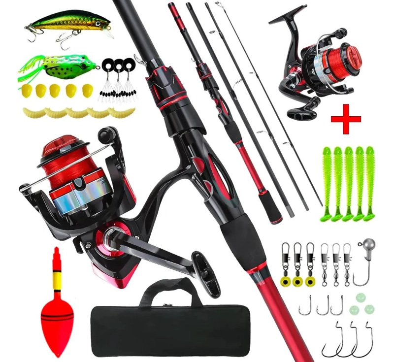 KIT COMPLETO DE PESCA CON CAÑA DE 1.8 METROS Y CARRETE - 1