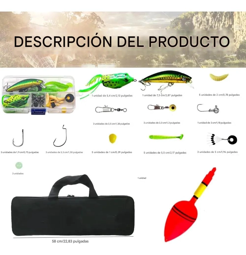 KIT COMPLETO DE PESCA CON CAÑA DE 1.8 METROS Y CARRETE - 3