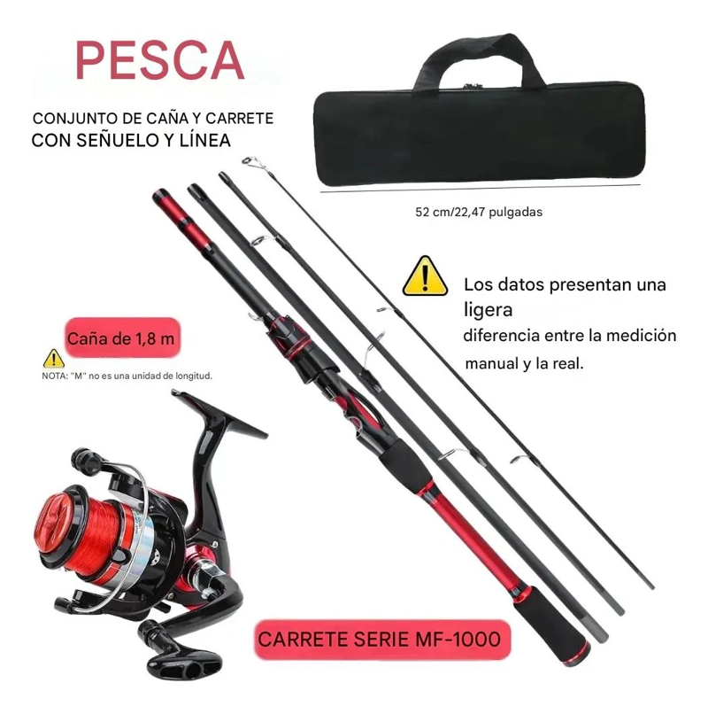 KIT COMPLETO DE PESCA CON CAÑA DE 1.8 METROS Y CARRETE - 4