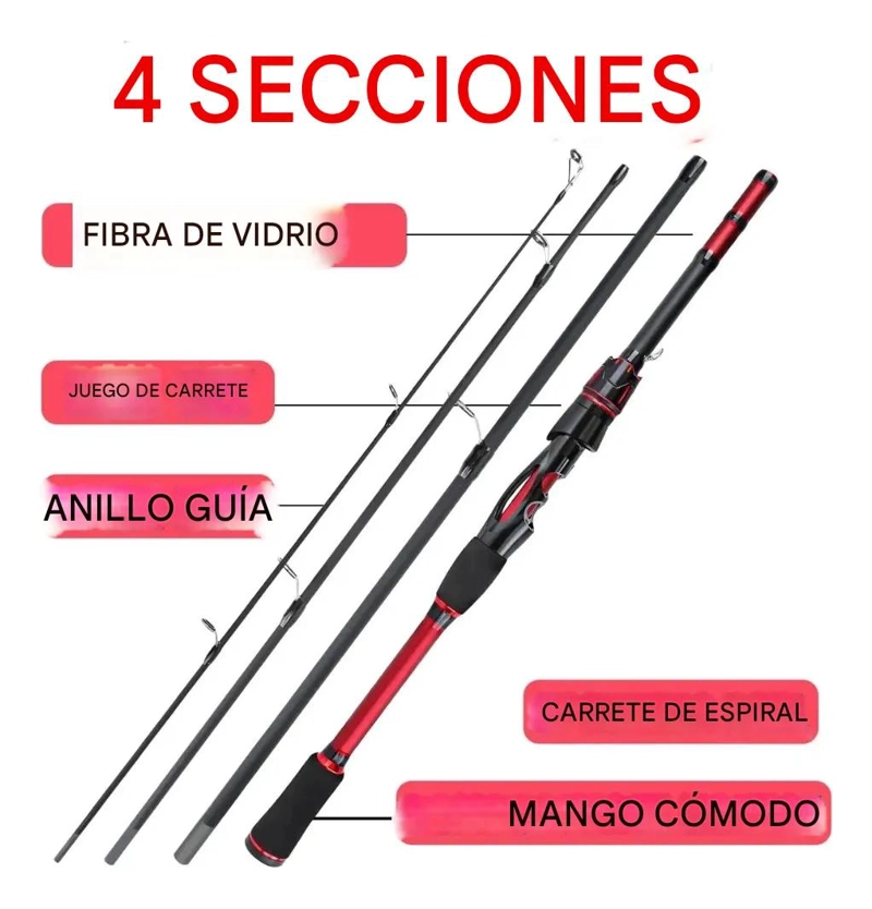 KIT COMPLETO DE PESCA CON CAÑA DE 1.8 METROS Y CARRETE - 5