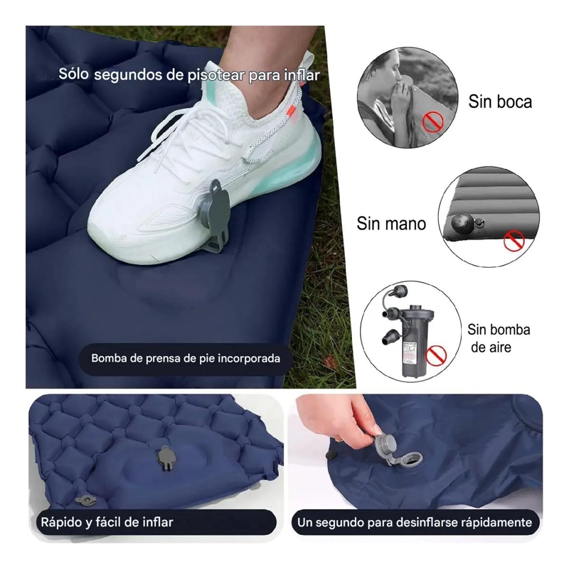 COLCHON INFLABLE PORTATIL PLEGABLE PARA CAMPING Y ACTIVIDADES AL AIRE LIBRE - 2