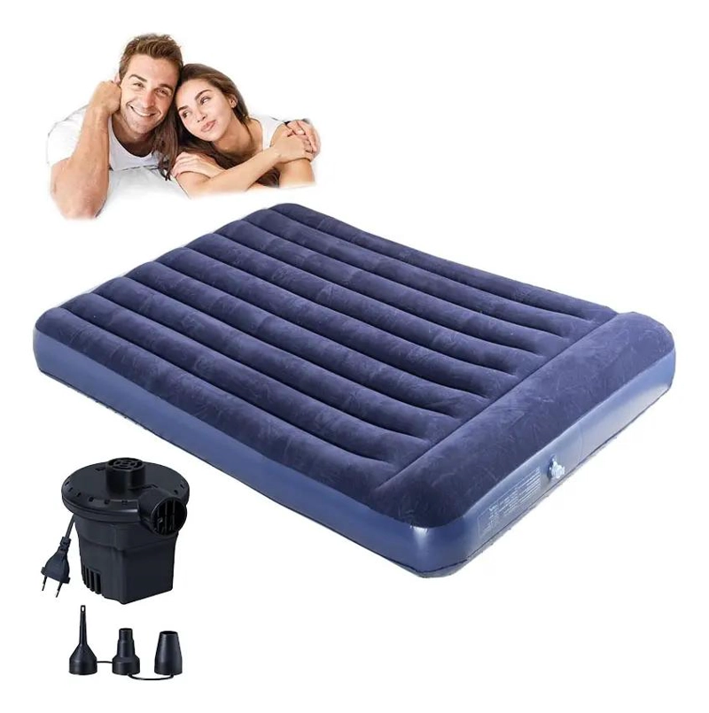 COLCHON INFLABLE DOBLE PARA CAMPING CON ALMOHADAS INTEGRADAS Y BOMBA - 1