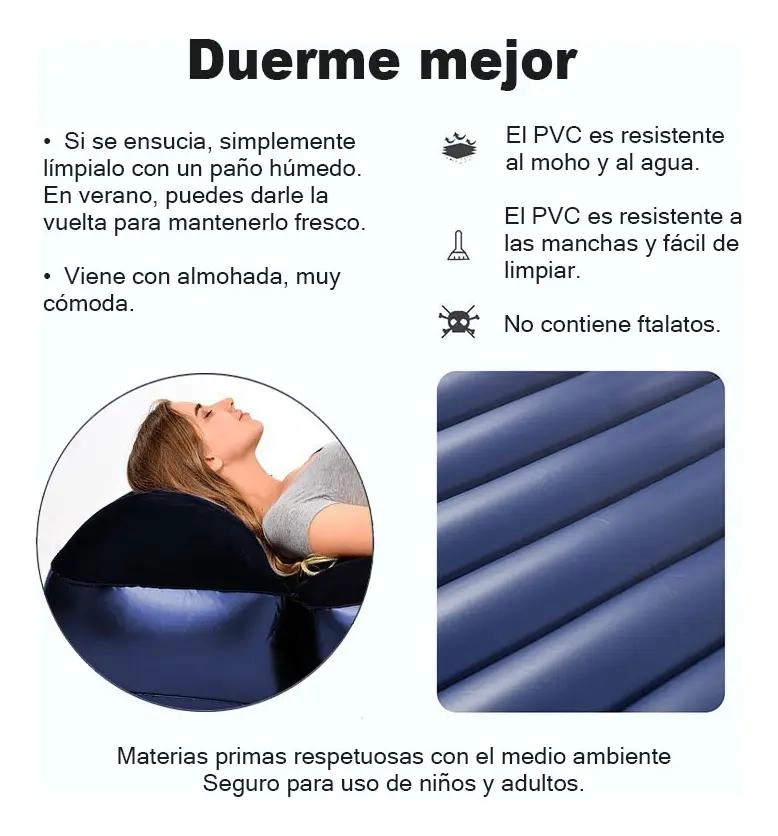 COLCHON INFLABLE DOBLE PARA CAMPING CON ALMOHADAS INTEGRADAS Y BOMBA - 5