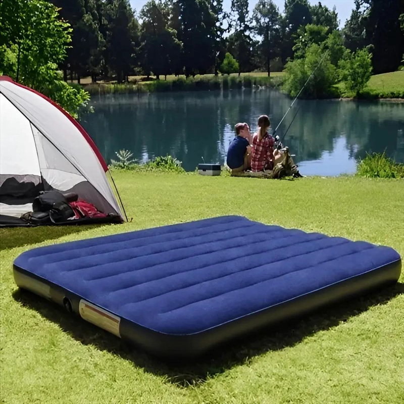 COLCHON INFLABLE DOBLE CLASICO CON SUPERFICIE SUAVE Y RESISTENTE AZUL - 1
