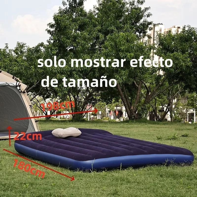 COLCHON INFLABLE CON BOMBA MANUAL DE AIRE 198X180X22 CM PARA DESCANSO COMODO - 2