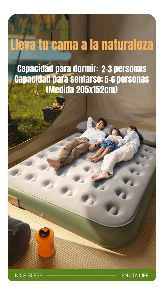 COLCHON INFLABLE ELE CTRICO PARA DOS PERSONAS CON COJIN INTEGRADO - 2