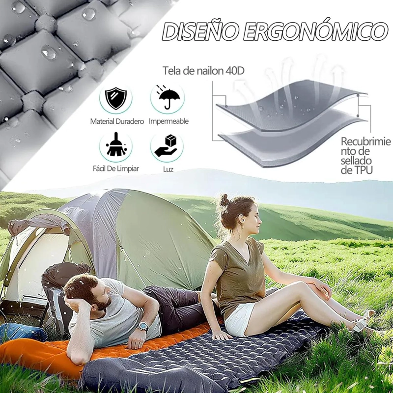 COLCHONETA INFLABLE PORTATIL IMPERMEABLE PARA CAMPING Y DORMIR - 3