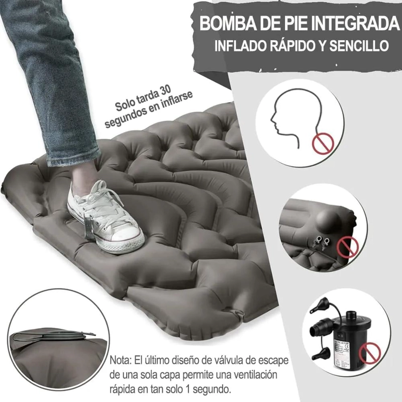 COLCHONETA INFLABLE PORTATIL IMPERMEABLE PARA CAMPING Y DORMIR - 5