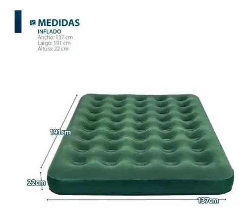 COLCHON INFLABLE MATRIMONIAL PARA DOS PERSONAS CON INFLADOR Y ALMOHADAS - 2