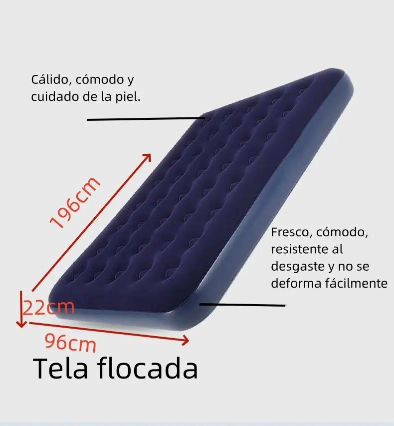 COLCHON INFLABLE INDIVIDUAL CON INFLADO MANUAL Y 32 AGUJEROS PARA MAYOR CONFORT - 2