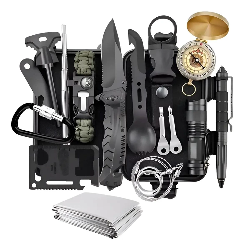 KIT DE SUPERVIVENCIA TACTICO PARA CAMPING Y PESCA CON MULTIPLES HERRAMIENTAS - 1