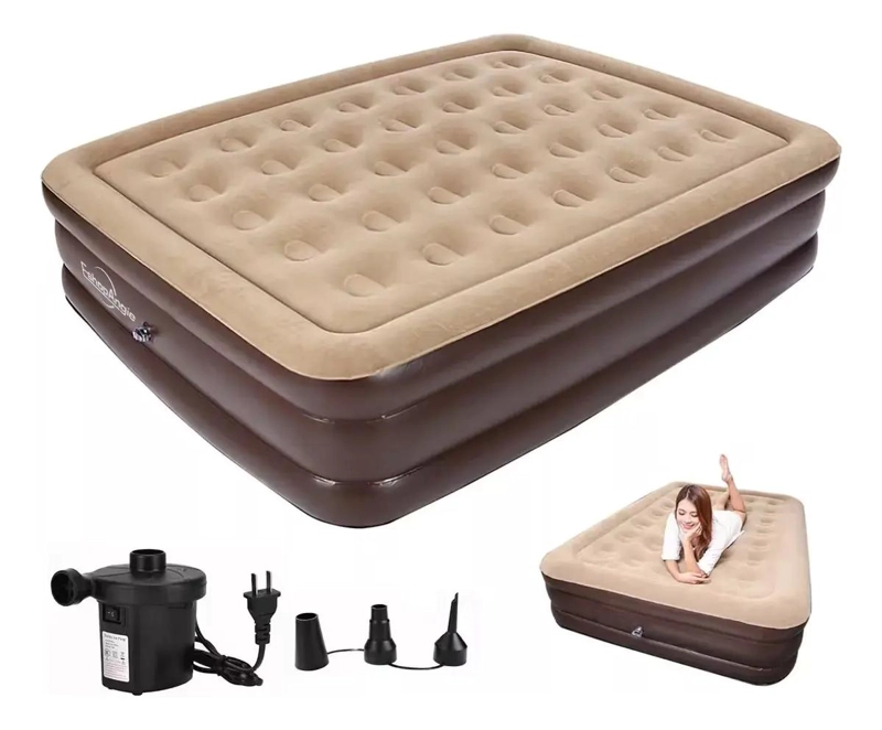 COLCHON INFLABLE PARA DOS PERSONAS CON BOMBA ELE CTRICA INTEGRADA PARA CAMPING - 1