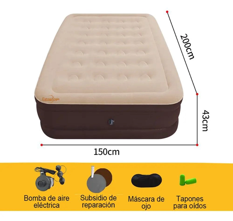 COLCHON INFLABLE PARA DOS PERSONAS CON BOMBA ELE CTRICA INTEGRADA PARA CAMPING - 4
