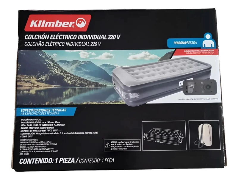 COLCHON ELE CTRICO DE UNA PLAZA CON CONTROL AJUSTABLE Y MEDIDAS 47X196X97 CM - 1