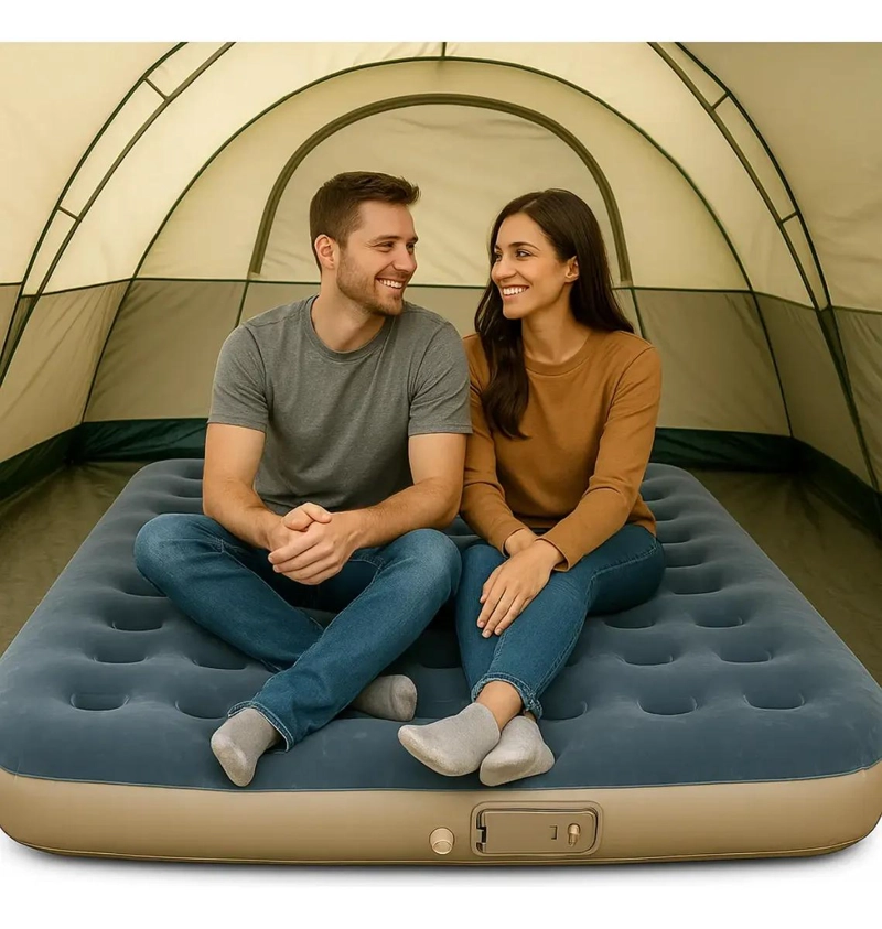 COLCHON INFLABLE PARA DOS PERSONAS CON INFLADOR USB INCORPORADO PARA CAMPING - 3
