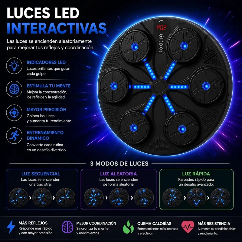 MAQUINA DE BOXEO INTELIGENTE CON BLUETOOTH Y GUANTES INCLUIDOS - 2