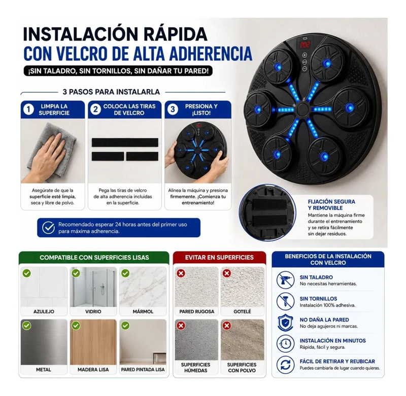 MAQUINA DE BOXEO INTELIGENTE CON BLUETOOTH Y GUANTES INCLUIDOS - 3