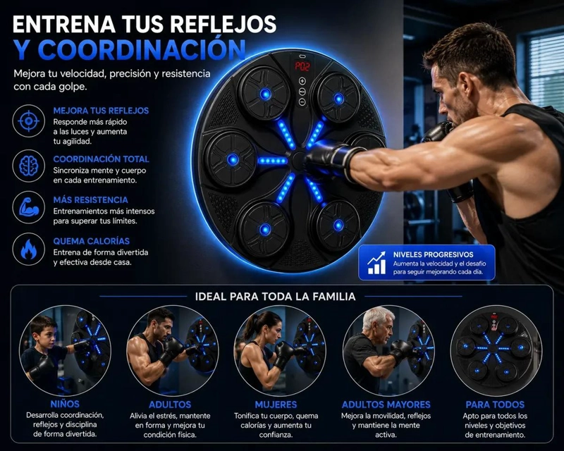 MAQUINA DE BOXEO INTELIGENTE CON BLUETOOTH Y GUANTES INCLUIDOS - 5