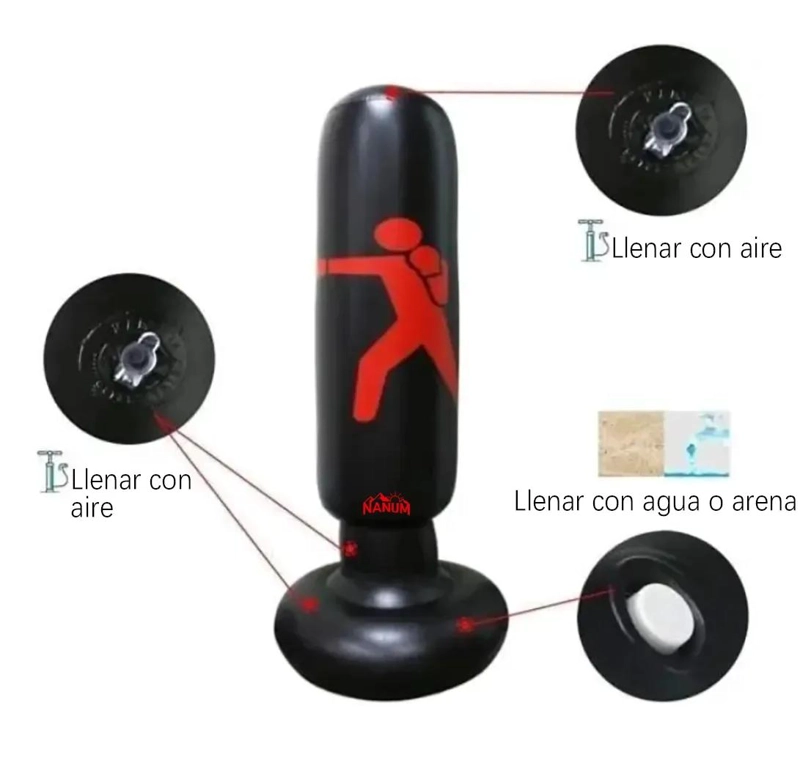 SACO DE BOXEO INFLABLE CON INFLADOR PARA ENTRENAMIENTO - 2