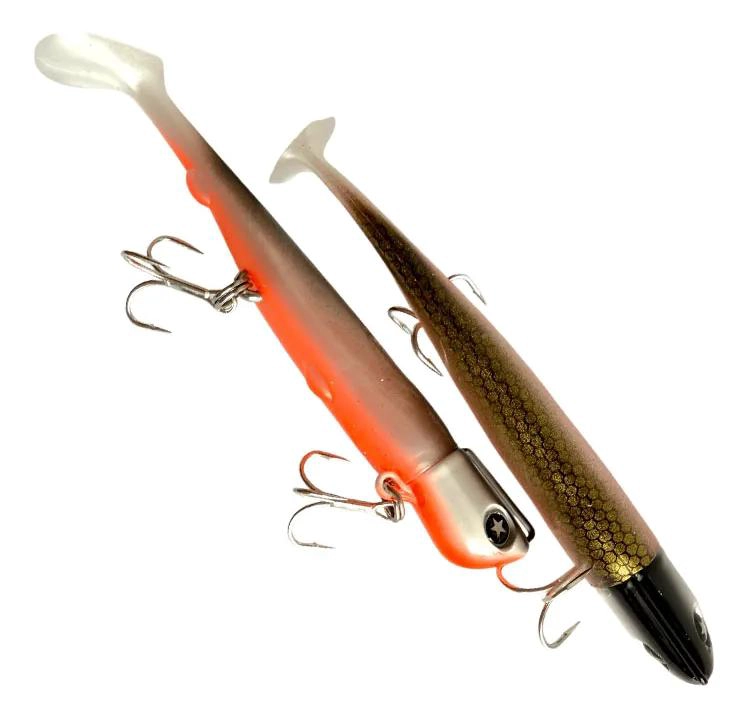 VINILOS DE PESCA DE 18 CM Y 30 GRAMOS COLOR NARANJA PARA PESCA DEPORTIVA - 1
