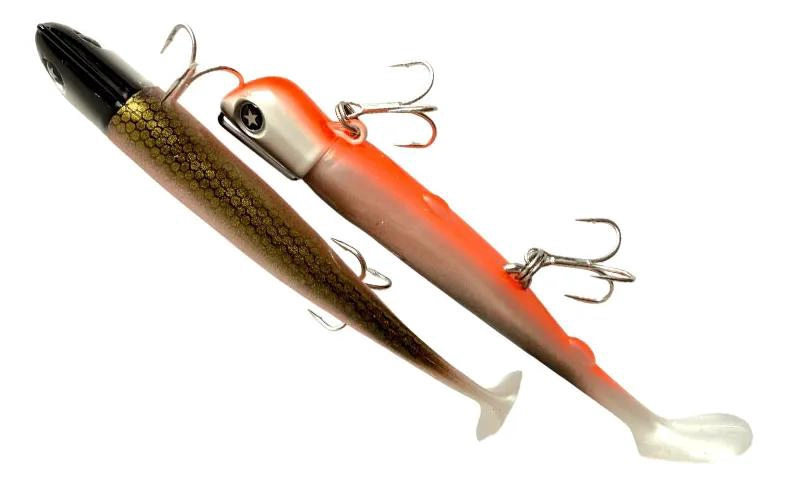 VINILOS DE PESCA DE 18 CM Y 30 GRAMOS COLOR NARANJA PARA PESCA DEPORTIVA - 2