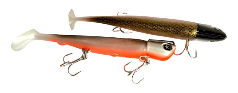 VINILOS DE PESCA DE 18 CM Y 30 GRAMOS COLOR NARANJA PARA PESCA DEPORTIVA - 4