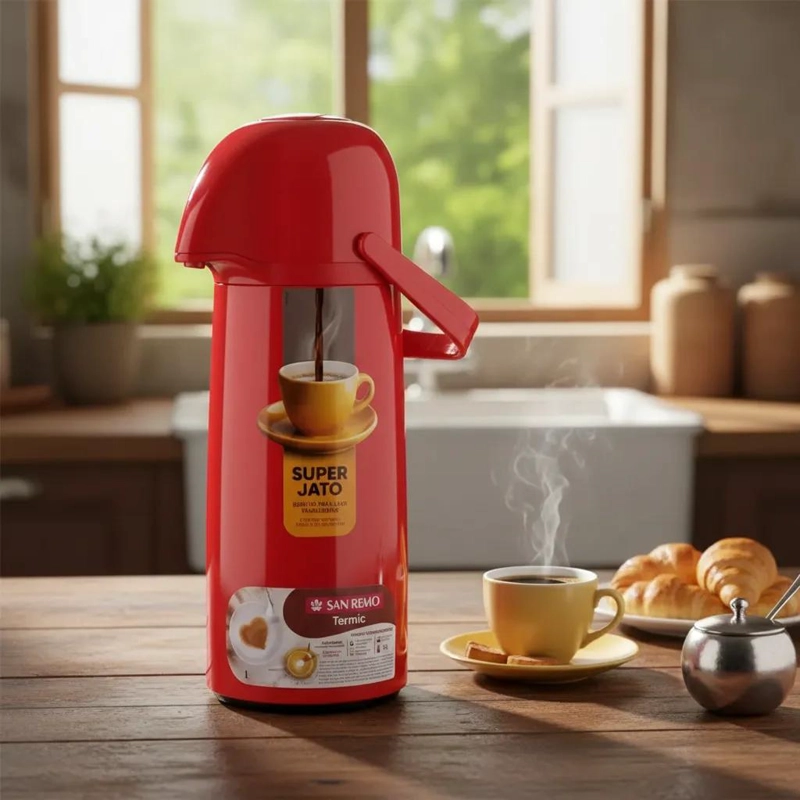 TERMO CON SIFON PARA BOMBEO DE AGUA CALIENTE Y CAFE  1000ML - 1