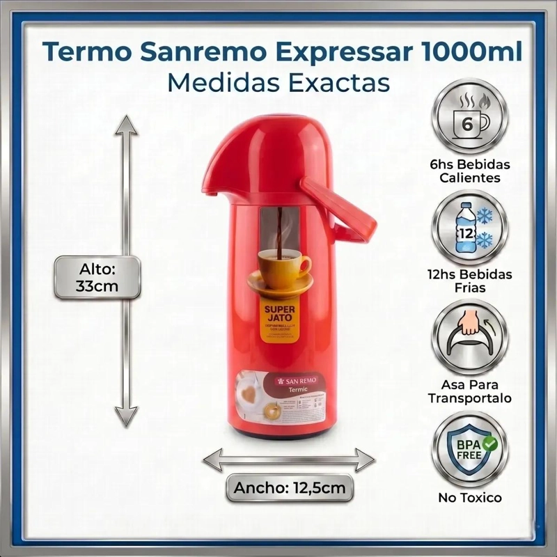 TERMO CON SIFON PARA BOMBEO DE AGUA CALIENTE Y CAFE  1000ML - 2