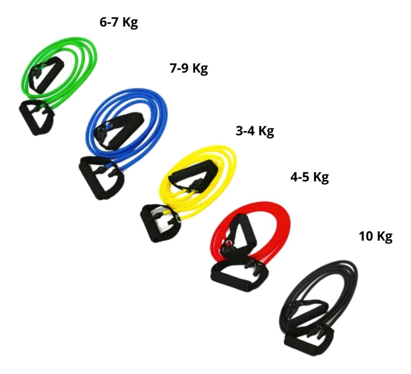 SET DE 11 BANDAS DE RESISTENCIA TUBULARES MULTICOLOR PARA EJERCICIO - 2