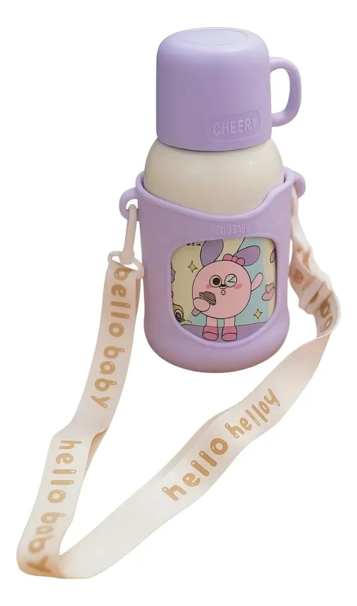 TERMO BOTELLA CON FUNDA DE SILICONA Y CORREA DE ACERO INOXIDABLE 500 ML - 1