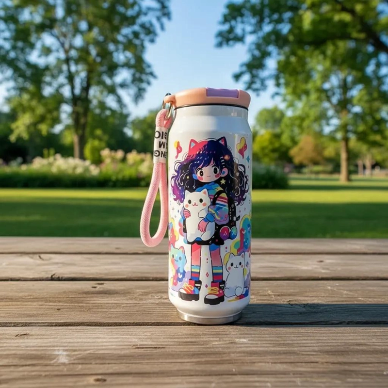 VASO TE RMICO DE 500 ML IDEAL PARA NIÑAS CON DISEÑO COLORIDO - 1
