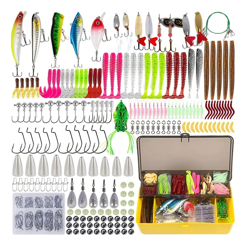 KIT COMPLETO DE SEÑUELOS DE PESCA CON 303 PIEZAS Y CAJA ORGANIZADORA - 1