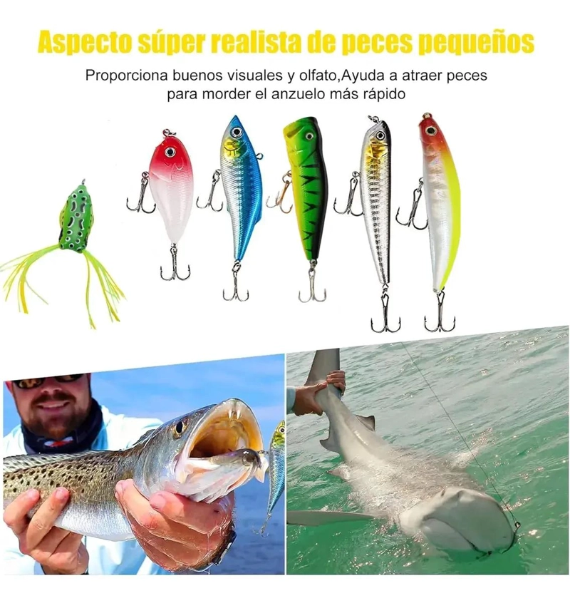 KIT COMPLETO DE SEÑUELOS DE PESCA CON 303 PIEZAS Y CAJA ORGANIZADORA - 3