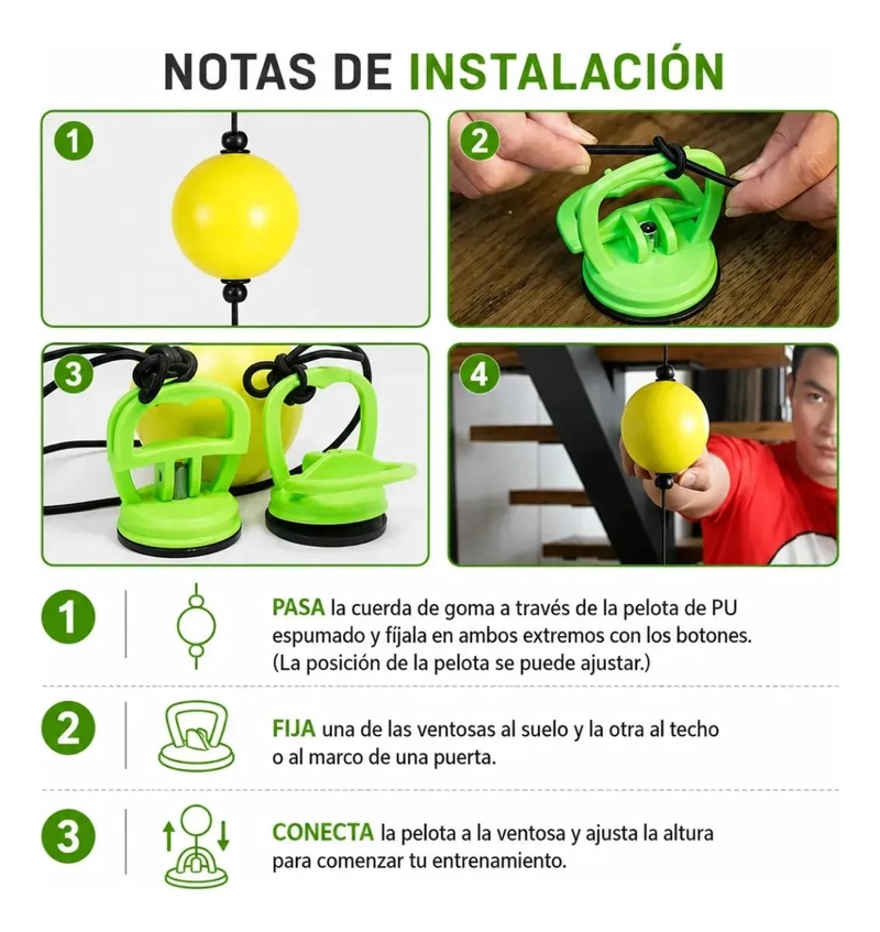 PELOTA DE ENTRENAMIENTO CON VENTOSA PARA MEJORAR REFLEJOS EN BOXEO - 4