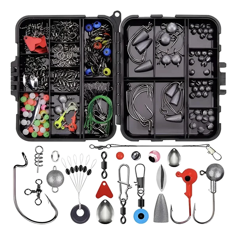 KIT COMPLETO DE 257 ACCESORIOS PARA PESCA CON CAJA ORGANIZADORA - 1
