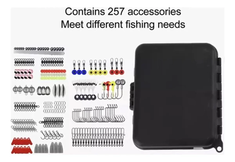 KIT COMPLETO DE 257 ACCESORIOS PARA PESCA CON CAJA ORGANIZADORA - 4