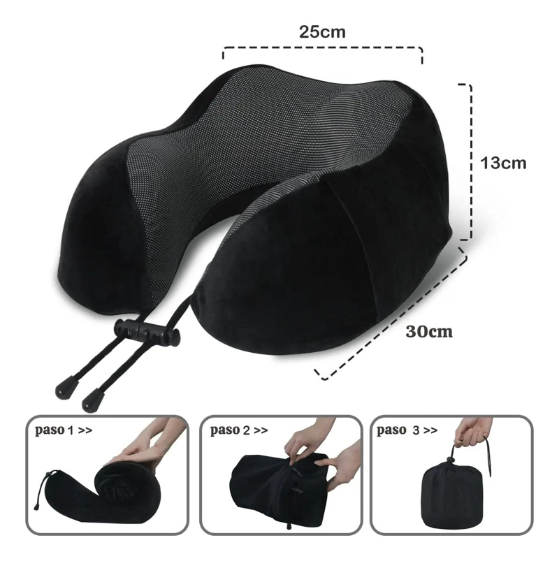 ALMOHADA ERGONOMICA DE VIAJE CON ANTIFAZ Y TAPONES PARA OIDOS - 2