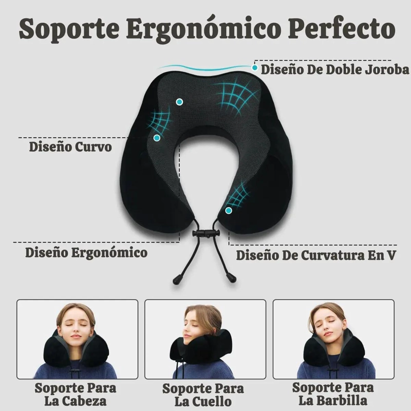 ALMOHADA ERGONOMICA DE VIAJE CON ANTIFAZ Y TAPONES PARA OIDOS - 4