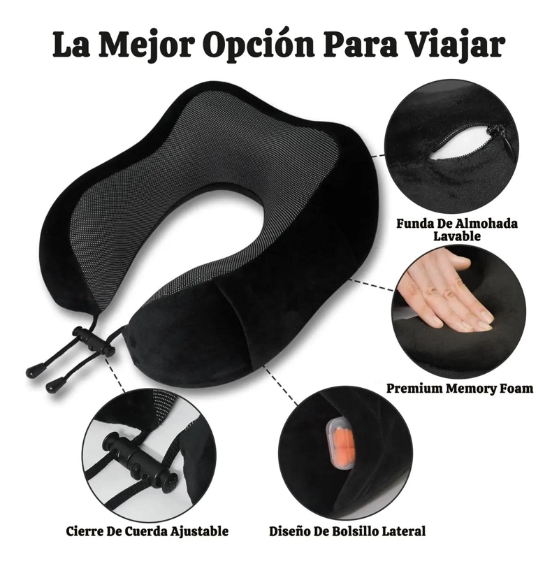 ALMOHADA ERGONOMICA DE VIAJE CON ANTIFAZ Y TAPONES PARA OIDOS - 5