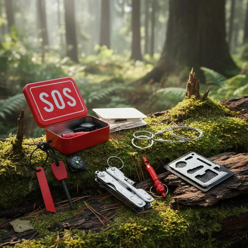 KIT COMPLETO DE ACCESORIOS PARA SUPERVIVENCIA Y EMERGENCIA EN CAMPING - 1