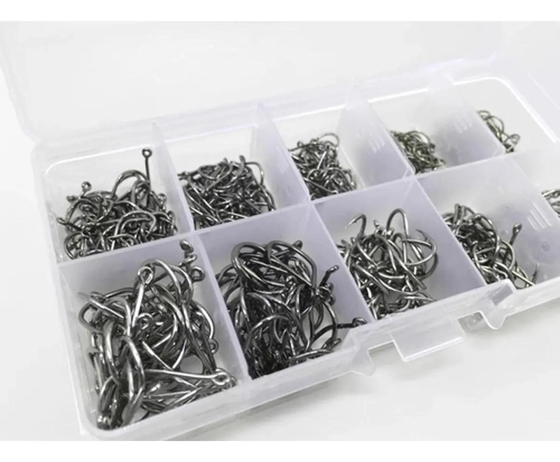 SET DE 500 ANZUELOS PARA PESCA EN ACERO AL CARBONO DE TAMAÑOS VARIADOS - 2