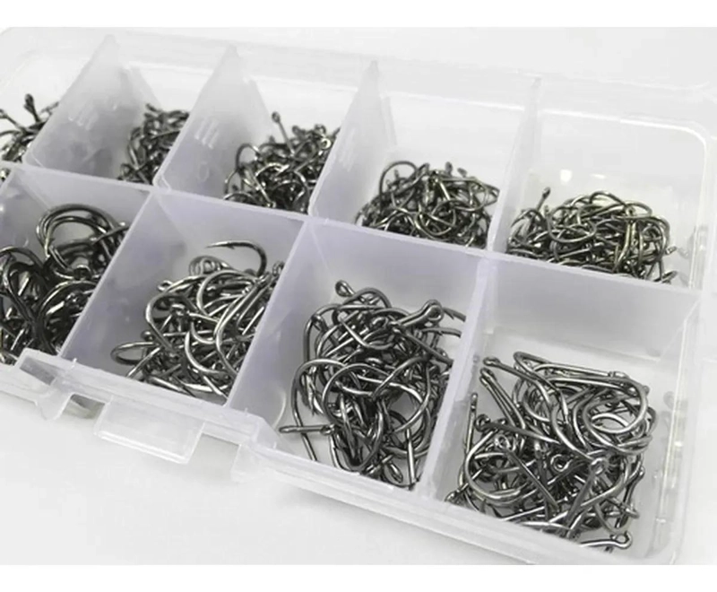 SET DE 500 ANZUELOS PARA PESCA EN ACERO AL CARBONO DE TAMAÑOS VARIADOS - 3