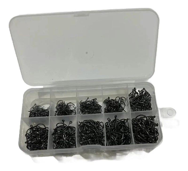 SET DE 500 ANZUELOS PARA PESCA EN ACERO AL CARBONO DE TAMAÑOS VARIADOS - 4