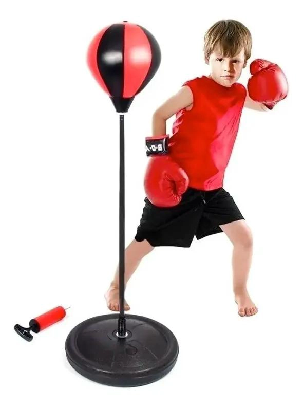 SET DE BOXEO CON PUNCHING BALL PARA NIÑOS CON ALTURA AJUSTABLE - 1