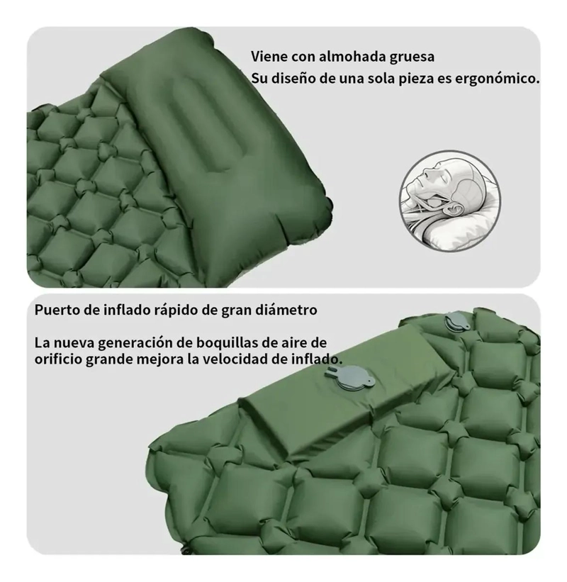 COLCHONETA INFLABLE PLEGABLE INDIVIDUAL PARA CAMPING Y VIAJES - 5
