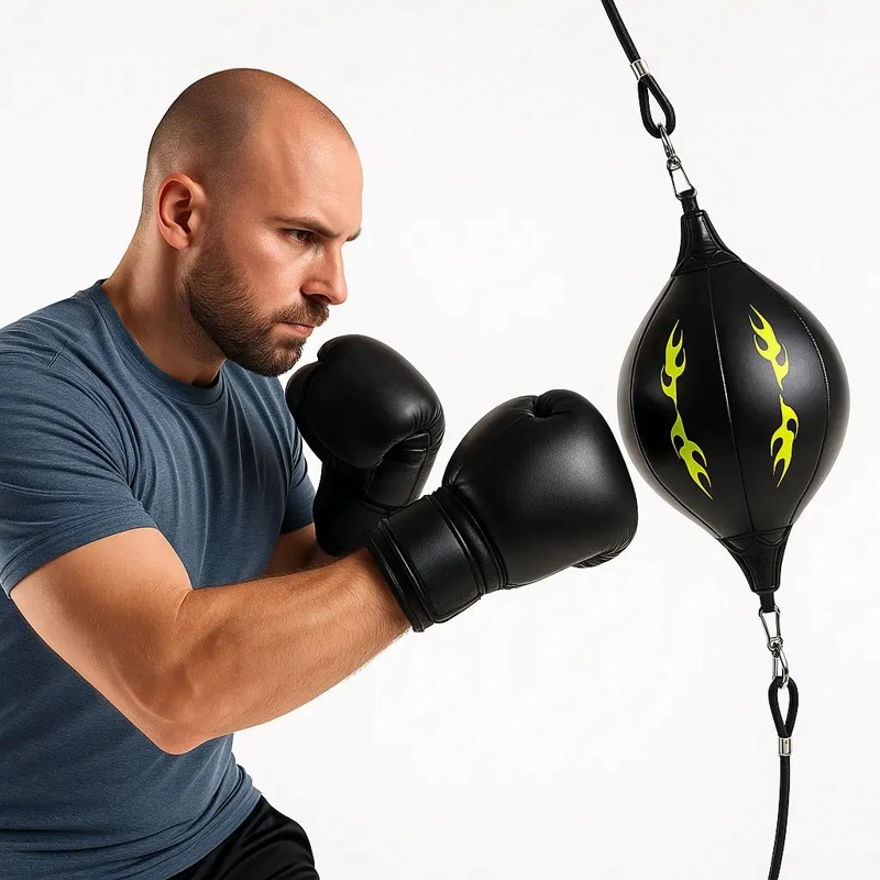 PERA DE BOXEO DEPORTIVA EN CUERO SINTE TICO NEGRO PARA ENTRENAMIENTO - 4
