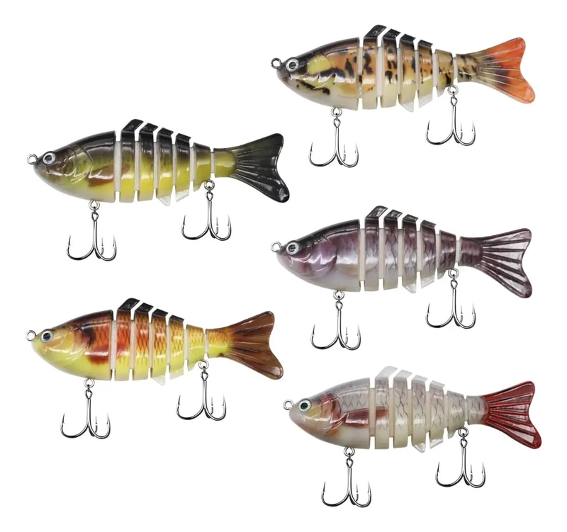 KIT DE 5 SEÑUELOS DE PESCA ARTICULADOS PARA BASS CON MOVIMIENTO REALISTA - 1