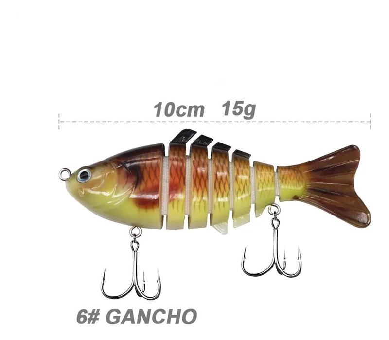 KIT DE 5 SEÑUELOS DE PESCA ARTICULADOS PARA BASS CON MOVIMIENTO REALISTA - 2