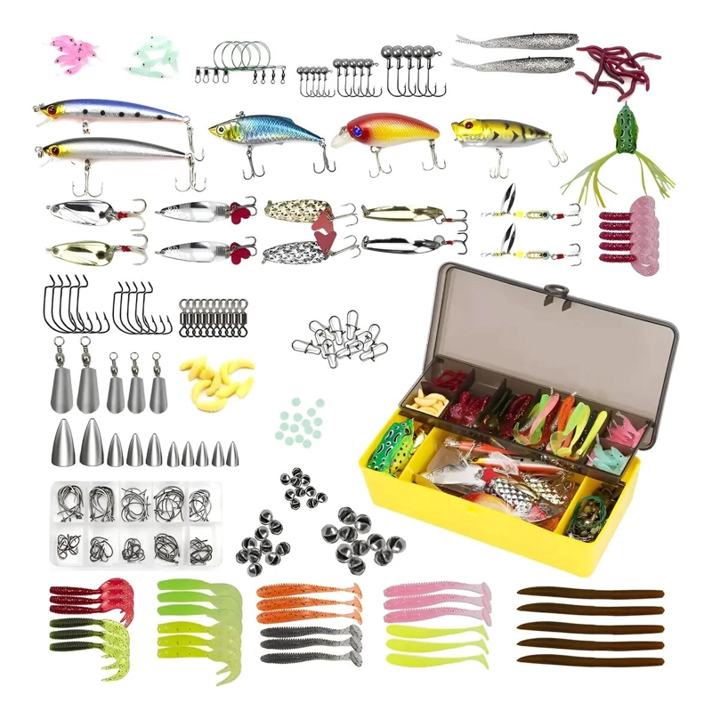 KIT COMPLETO DE SEÑUELOS DE PESCA CON 303 PIEZAS Y CAJA ORGANIZADORA - 1